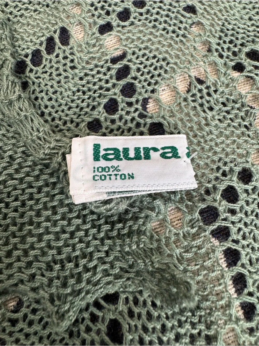 Vintage Laura Ashley Lace Knit Cotton Scarf Shawl Cottagecore